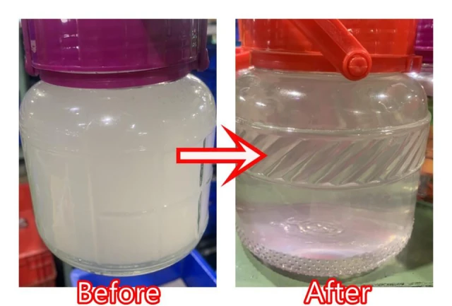 Filtration Separation System – Before & after results, significantly improving liquid purity and extending equipment lifespan.
