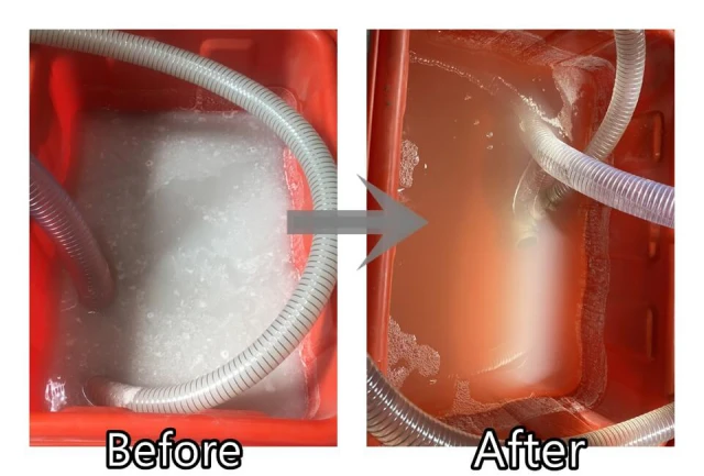 Filtration Separation System – Before & after results, enhancing liquid purity and extending equipment lifespan.